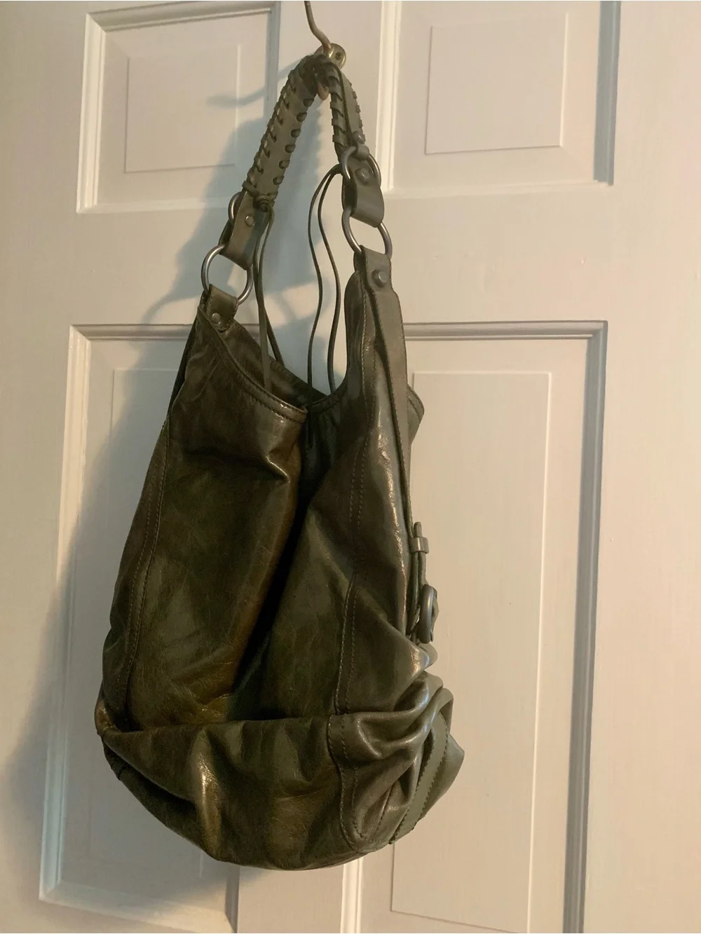 Francesca Biasia Y2K Olive Green Slouchy Hobo with Braided Strap HandBag